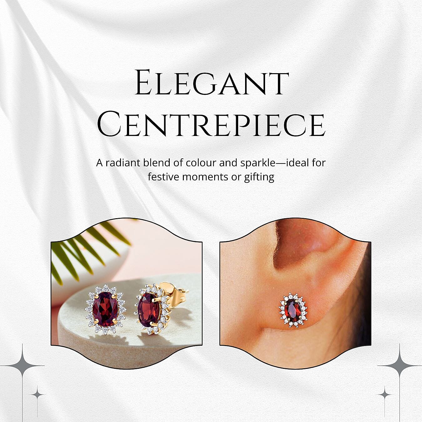 Natural Zircon and Mozambique Garnet Halo Stud Earrings in 18K Vermeil Yellow Gold Plated Sterling Silver 2.10 Ct.